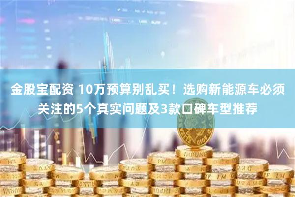 金股宝配资 10万预算别乱买！选购新能源车必须关注的5个真实问题及3款口碑车型推荐