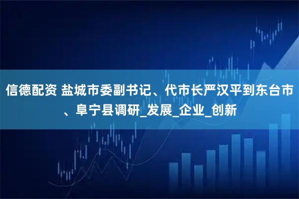 信德配资 盐城市委副书记、代市长严汉平到东台市、阜宁县调研_发展_企业_创新